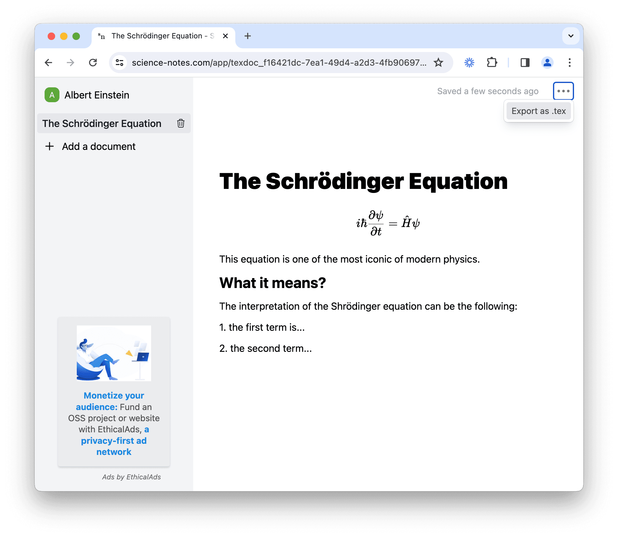 Science Notes Screenshot
